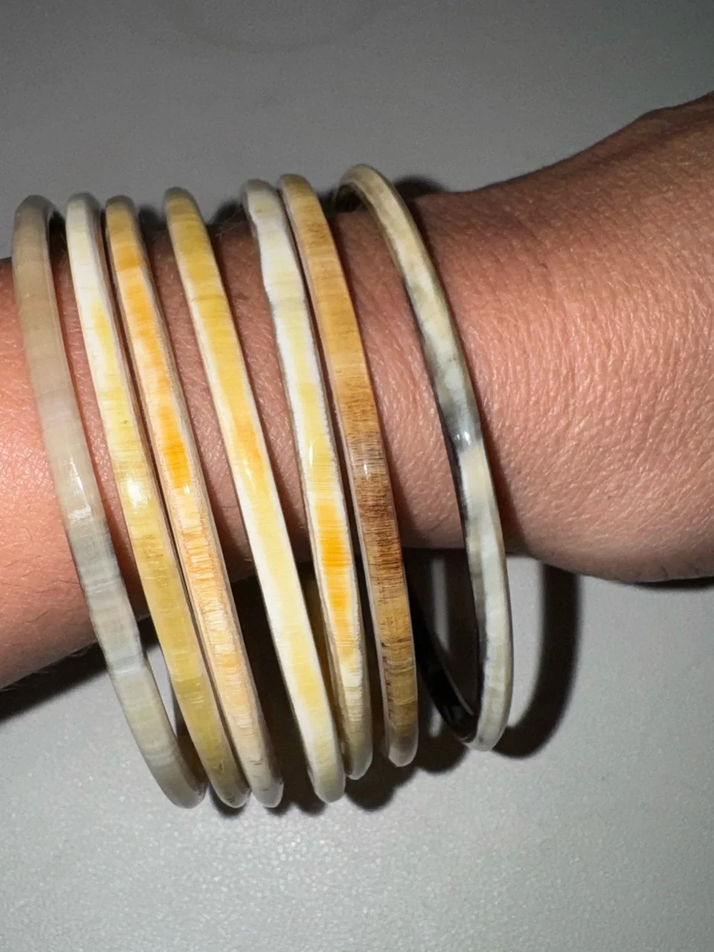 Set of 7 Natural Buffalo Horn Bangle Bracelets